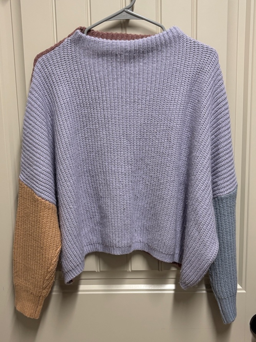 LaLa Factory Colorblock Pullover Sweater - Lavender, Blush, Mustard & Slate